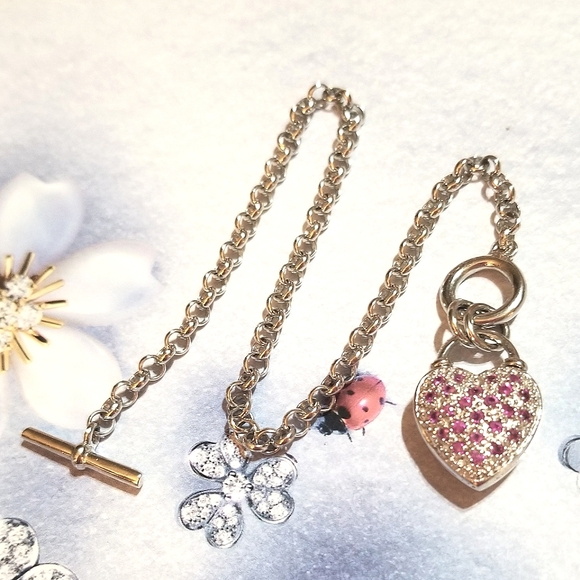 Designer signed Diamond Ruby 925 Sterling Bracelet - Picture 2 of 6